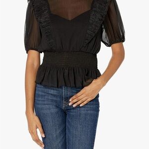Guess Elegant Black Sheer Women's Top